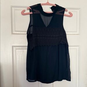 Elegant Sheer Navy Sleeveless Top